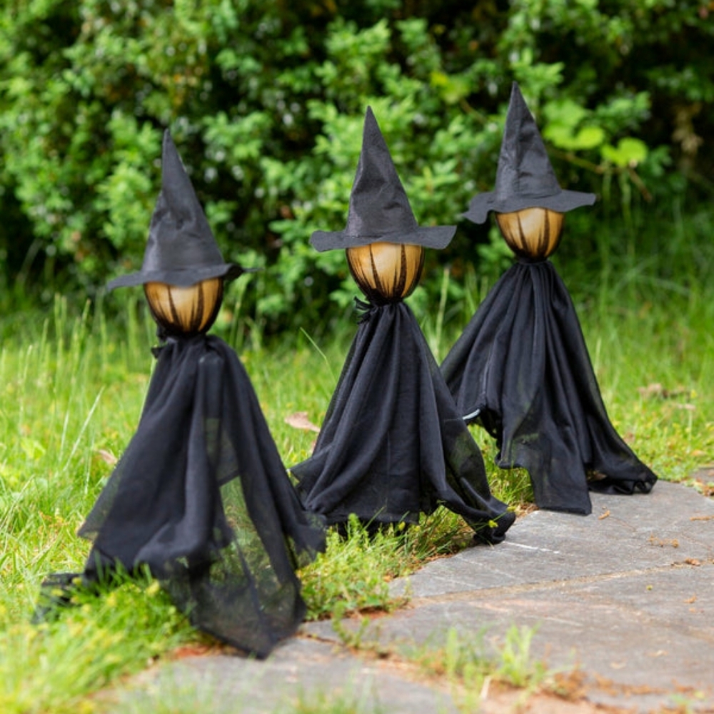 20-Inch Glowing Witches Garden Stakes, Set of 3